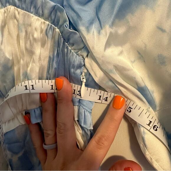 NWT GANNI Blue White Satin Powder Blue Mini Dress XS 32 - Picture 7 of 13